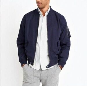 J. Crew Men's Navy Blue Full Zip Bomber Jacket M